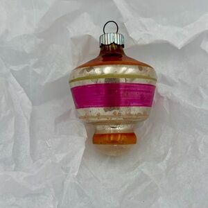 Vintage 1940s Shiny Brite unsilvered striped tornado Christmas ornament